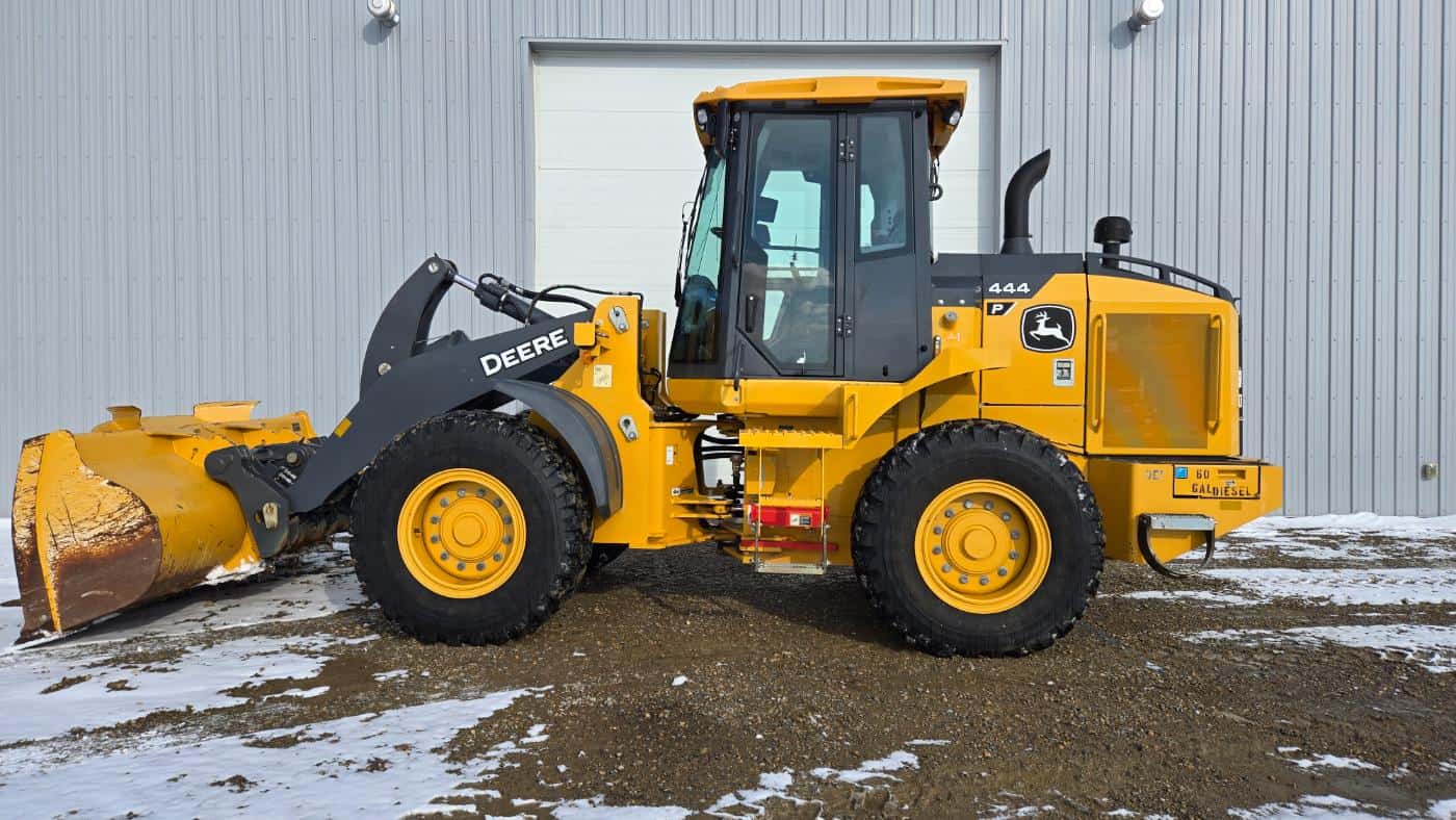 John Deere 444 P-Tier wheel loader for equipment rentals in western Canada