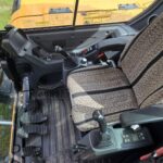 Hyundai 80CR-9A excavator cab interior with joystick controls and climate control